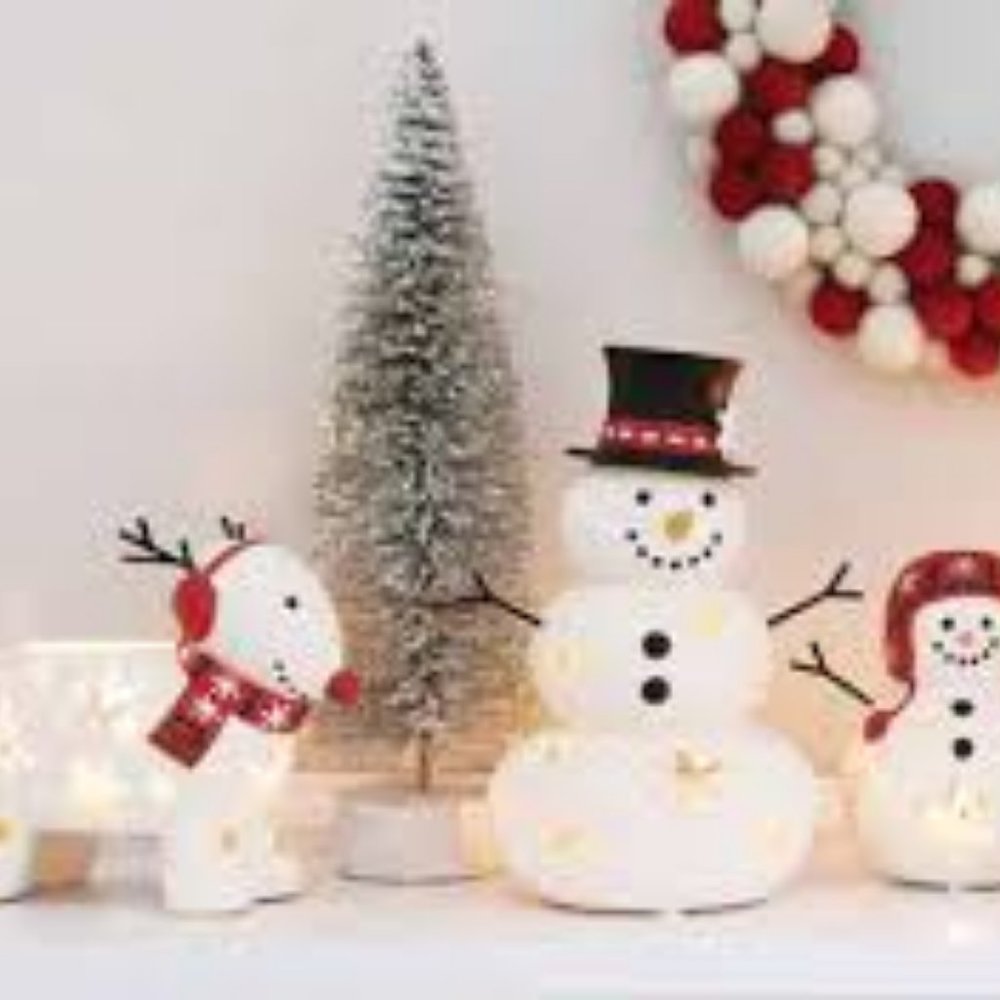 Partylite Candle set - Reindeer, Mr Snowman, Mrs Snowman, and baby